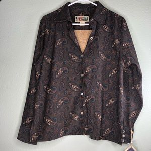 La cabaña top blouse women size large brown NWT “